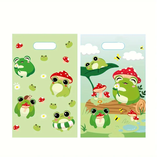 10-30 pieces of green frog and mushroom gift bags, party gift bags, birthday candy cake gift bags, holiday birthday wedding gift 5