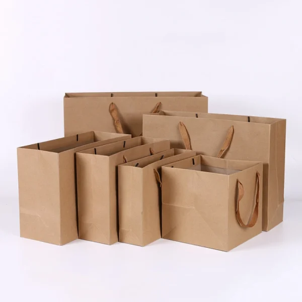 1pc multiple sizes Thick Black White Kraft Paper Tote Bags Clothing Packaging Bag Christmas festival Birthday Gift Wrapping 5