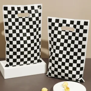 Black And White Checkered Bags Race Car Theme Party Favor Bag Goodie Candy Bags for Race Car Theme Birthday Party Decorations 1