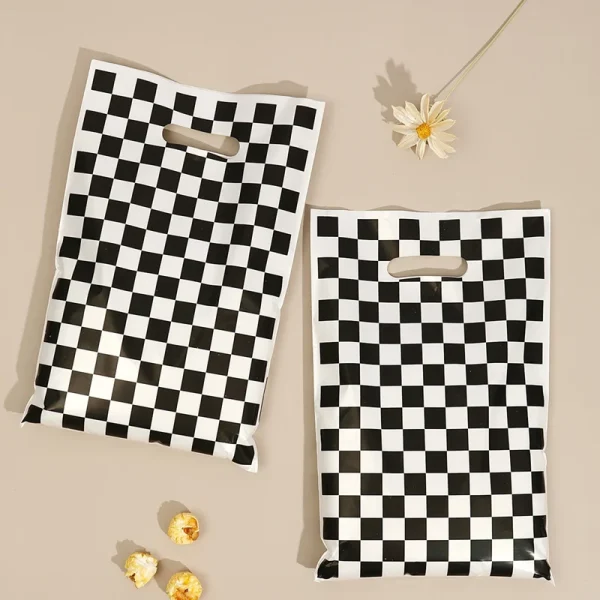 Black And White Checkered Bags Race Car Theme Party Favor Bag Goodie Candy Bags for Race Car Theme Birthday Party Decorations 4