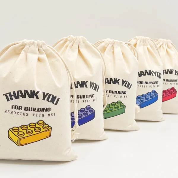 5pcs thank you For Building Memories with me Bags boy girl Birthday Party decoration gift Children's birthday bag 4
