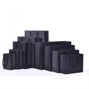 1pc High Quality Black Tote Bag Clothing Store Bag Exquisite Gift Bag Shopping Bag Supplies Multiple Sizes Available Paper Bag 1