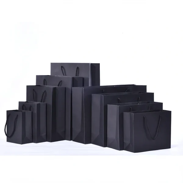 1pc High Quality Black Tote Bag Clothing Store Bag Exquisite Gift Bag Shopping Bag Supplies Multiple Sizes Available Paper Bag 1