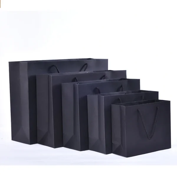 1pc High Quality Black Tote Bag Clothing Store Bag Exquisite Gift Bag Shopping Bag Supplies Multiple Sizes Available Paper Bag 2