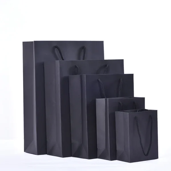 1pc High Quality Black Tote Bag Clothing Store Bag Exquisite Gift Bag Shopping Bag Supplies Multiple Sizes Available Paper Bag 3