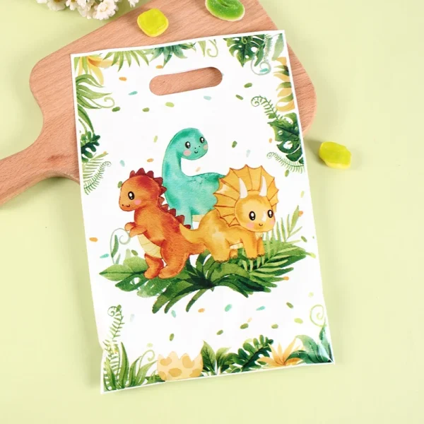10/20/50pcs Dinosaur Plastic Gift Bag Candy Bag Dinosaur Birthday Party Baby Shower Decor Kids Birthday Party Favors Supplies 4