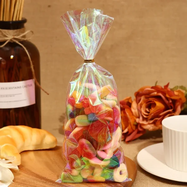 50pcs Rainbow Cellophane Gift Bags Holographic Party Favor Bags for Gifts, Goodies, and Events - Perfect for Holidays, Birthdays 6