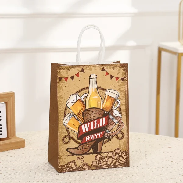 6Pcs Wild West Cowboy Cowgirl Theme Paper Gift Packing Bags Candy Cookie Bag for Birthday Wedding Bachelorette Party Decoration 4