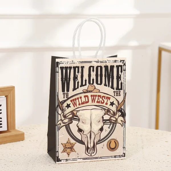 6Pcs Wild West Cowboy Cowgirl Theme Paper Gift Packing Bags Candy Cookie Bag for Birthday Wedding Bachelorette Party Decoration 5