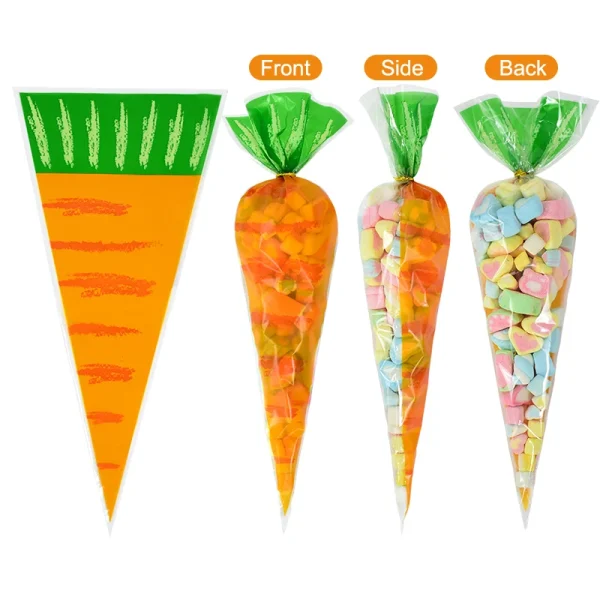 20/40pieces Easter Carrot Candy Bag Children's Day Spring Party Gifts DIY Packaging Decoration Birthday Baby Shower Supplies 5