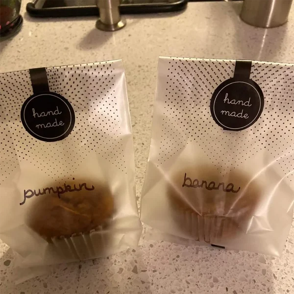 50pcs./Pack Translucent Plastic Bags for Cookie,Cake,Chocolate,Candy,Snack Wrapping Good for Bakery Party with Stickers 5