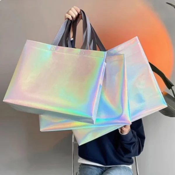 10/20PCS Silver Reusable Gift Tote Bag for Bridesmaids Wedding Birthday Party Grocery Shopping Eco Friendly Favor Party Supplies 1