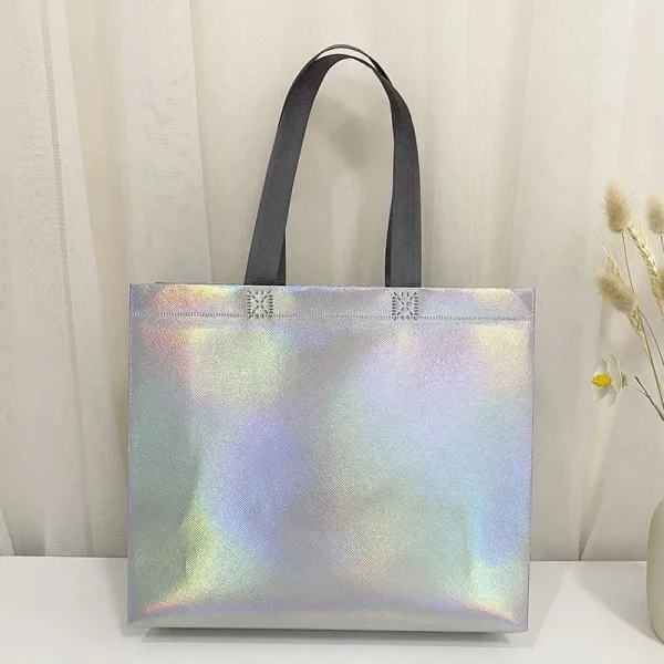 10/20PCS Silver Reusable Gift Tote Bag for Bridesmaids Wedding Birthday Party Grocery Shopping Eco Friendly Favor Party Supplies 3