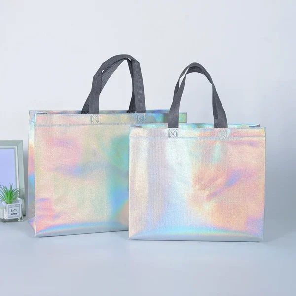 10/20PCS Silver Reusable Gift Tote Bag for Bridesmaids Wedding Birthday Party Grocery Shopping Eco Friendly Favor Party Supplies 4