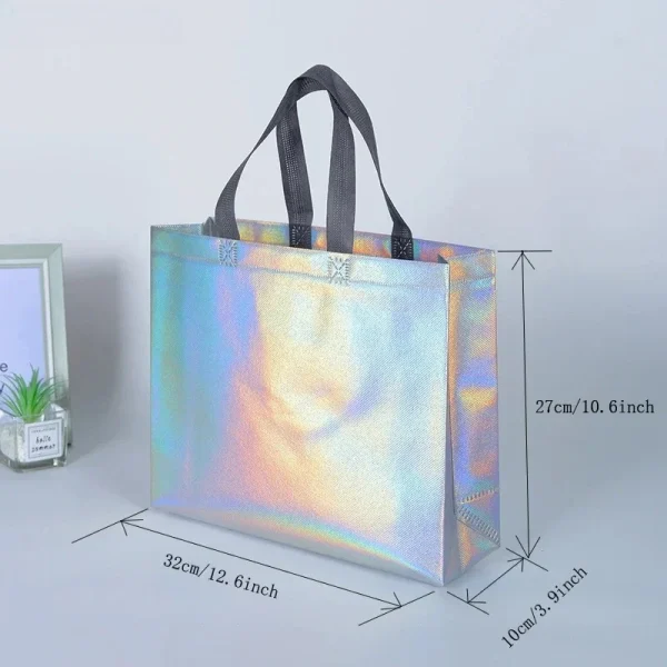 10/20PCS Silver Reusable Gift Tote Bag for Bridesmaids Wedding Birthday Party Grocery Shopping Eco Friendly Favor Party Supplies 6
