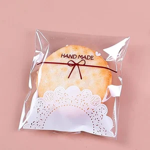 100pcs Fresh Bow Transparent Cookie Bag 1
