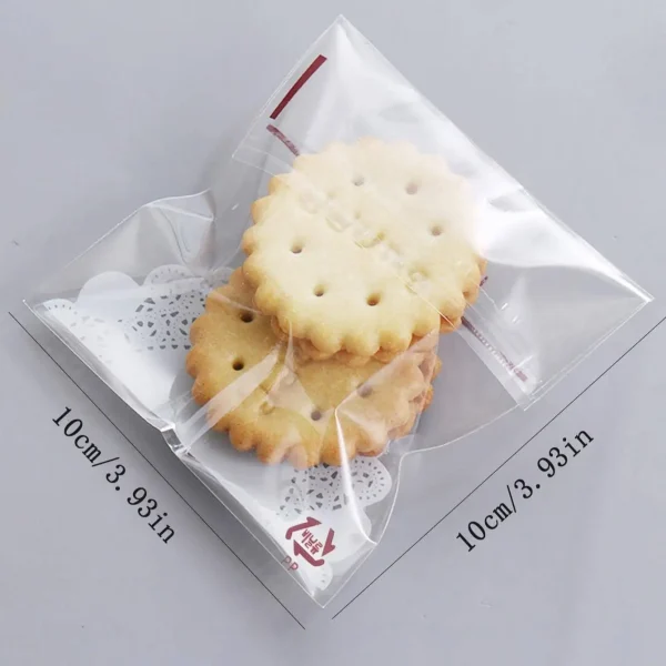 100pcs Fresh Bow Transparent Cookie Bag 4