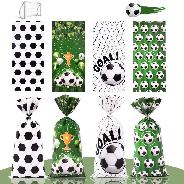25/50pcs Soccer Theme Candy Wrapping Bags Football Gift Bag Cookie Bag Fans Party Favor Bags for Boys Birthday Party Decor 1