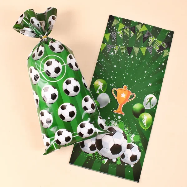 25/50pcs Soccer Theme Candy Wrapping Bags Football Gift Bag Cookie Bag Fans Party Favor Bags for Boys Birthday Party Decor 3