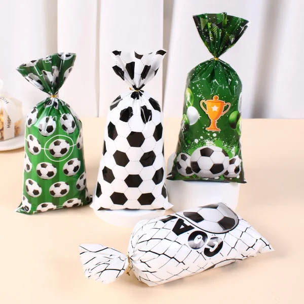25/50pcs Soccer Theme Candy Wrapping Bags Football Gift Bag Cookie Bag Fans Party Favor Bags for Boys Birthday Party Decor 5