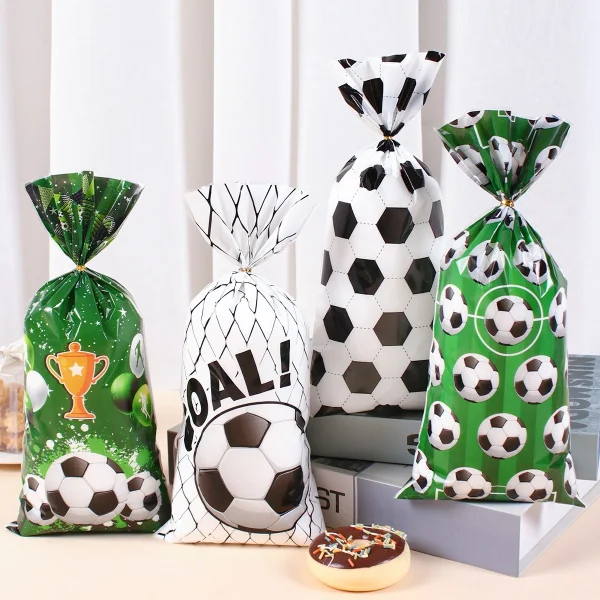 25/50pcs Soccer Theme Candy Wrapping Bags Football Gift Bag Cookie Bag Fans Party Favor Bags for Boys Birthday Party Decor 6