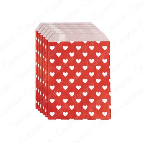 25 pcs Valentine's Day Gift Bags 13x18cm,  Red Heart Paper Treat Bags Small Favor Bags for Valentine's Party, Wedding, Birthday 4