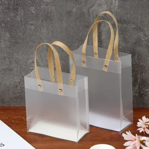 Frosted PP Bags Plastic Gift Bags with Handles Festival Party Wrapping Flower Package Bag Supplies High-quality Translucent Tote 1