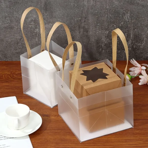 Frosted PP Bags Plastic Gift Bags with Handles Festival Party Wrapping Flower Package Bag Supplies High-quality Translucent Tote 3