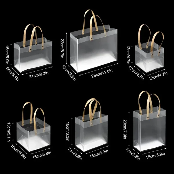 Frosted PP Bags Plastic Gift Bags with Handles Festival Party Wrapping Flower Package Bag Supplies High-quality Translucent Tote 6