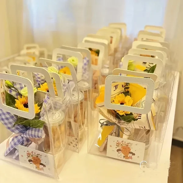 5/15 PVC Gift Bags Packing Bag with Handle Wedding Accessories Festival Souvenir Party Present Candy Jewelry Packaging Home 4