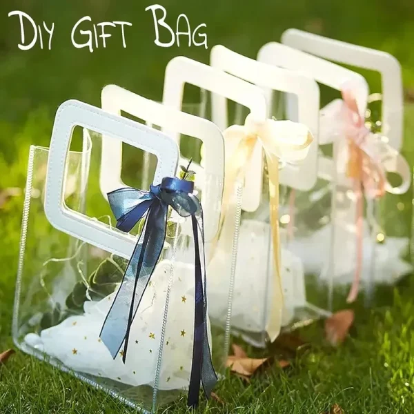 5/15 PVC Gift Bags Packing Bag with Handle Wedding Accessories Festival Souvenir Party Present Candy Jewelry Packaging Home 5
