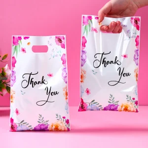 10/25/50pcs Pink Handbag Heart Flower Leaves Thank You Birthday Party Packaging Candy Bags Birthday Baby Shower Party Supplies 1