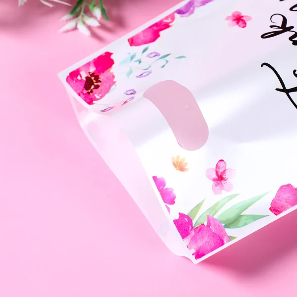 10/25/50pcs Pink Handbag Heart Flower Leaves Thank You Birthday Party Packaging Candy Bags Birthday Baby Shower Party Supplies 2
