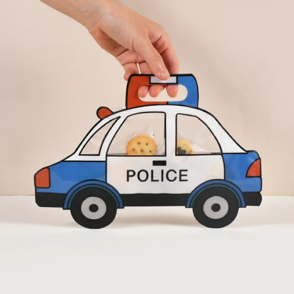 5/10/20Pcs Truck Excavator Candy Gift Bag Police Car Construction Cookie Snack Zipper Bags Kids Birthday Party Decor Supplies 1