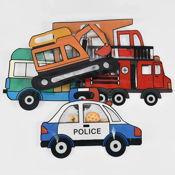 5/10/20Pcs Truck Excavator Candy Gift Bag Police Car Construction Cookie Snack Zipper Bags Kids Birthday Party Decor Supplies 5