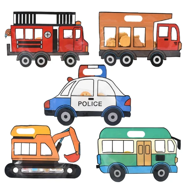 5/10/20Pcs Truck Excavator Candy Gift Bag Police Car Construction Cookie Snack Zipper Bags Kids Birthday Party Decor Supplies 6