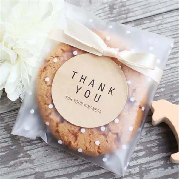 100Pcs/Lot Translucent Dots Plastic Cookie Packaging Bags Cupcake Wrapper Self Adhesive Bags Birthday Party Wedding Decorations 1