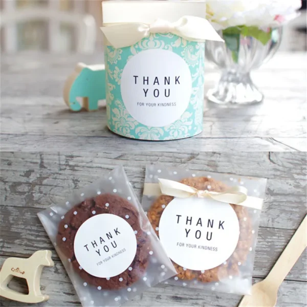 100Pcs/Lot Translucent Dots Plastic Cookie Packaging Bags Cupcake Wrapper Self Adhesive Bags Birthday Party Wedding Decorations 2