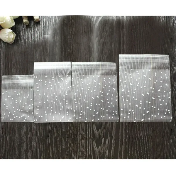 100Pcs/Lot Translucent Dots Plastic Cookie Packaging Bags Cupcake Wrapper Self Adhesive Bags Birthday Party Wedding Decorations 4