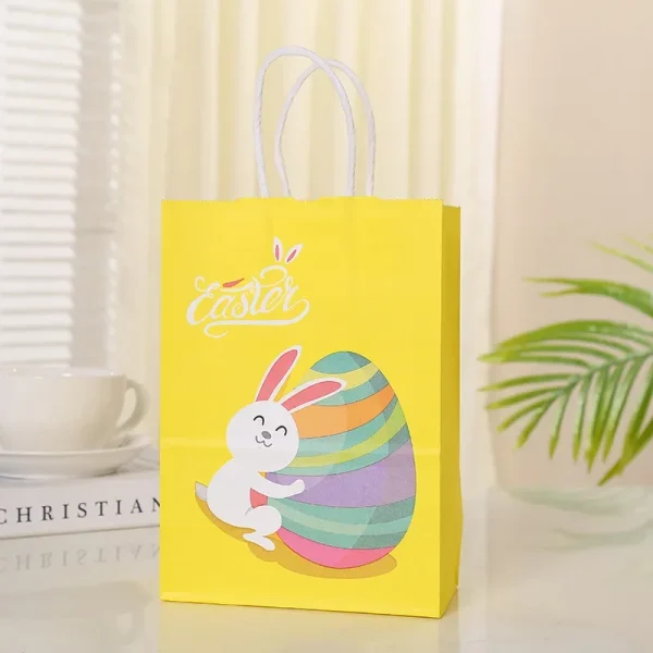 5PCS Bunny Rabbit Paper Gift Bags with Cartoon Design – Perfect for Easter Party Decorations, Gift Wrapping, Festive Packaging 2