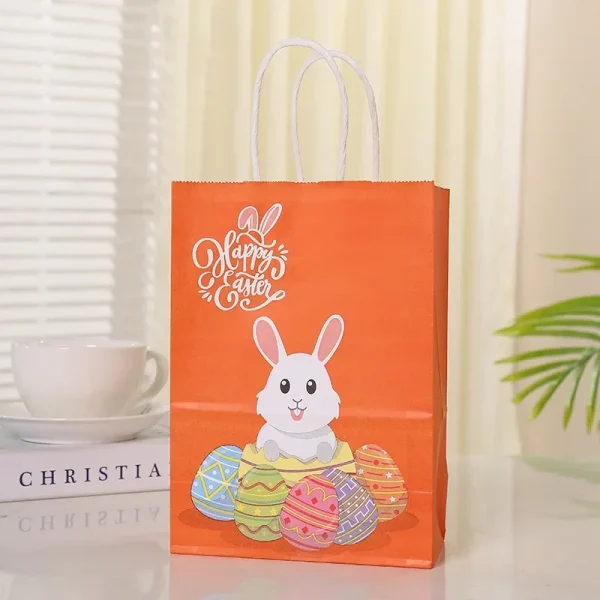5PCS Bunny Rabbit Paper Gift Bags with Cartoon Design – Perfect for Easter Party Decorations, Gift Wrapping, Festive Packaging 3