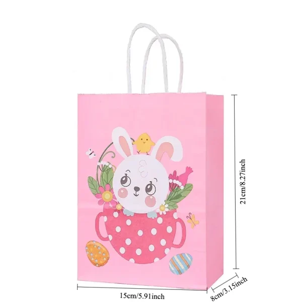 5PCS Bunny Rabbit Paper Gift Bags with Cartoon Design – Perfect for Easter Party Decorations, Gift Wrapping, Festive Packaging 4