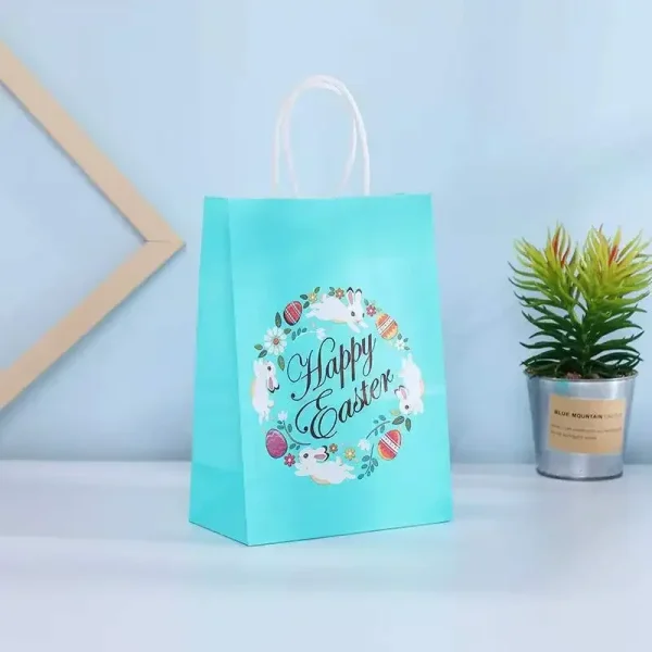 5PCS Bunny Rabbit Paper Gift Bags with Cartoon Design – Perfect for Easter Party Decorations, Gift Wrapping, Festive Packaging 5