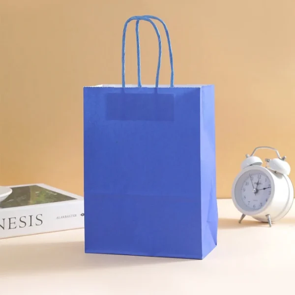 5/24Pcs Kraft Paper Bags Black Blue 16x22x8cm Reusable Gift Bag with Handle for Birthday Party Favor Wedding Christmas Shopping 2