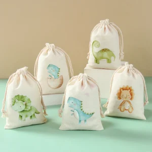 Dinosaur Candy Bags Dino Birthday Party Supplies Gift Bags Jewelry Hessian Sack Pouches Packing Bags Boys Birthday Party Decors 1