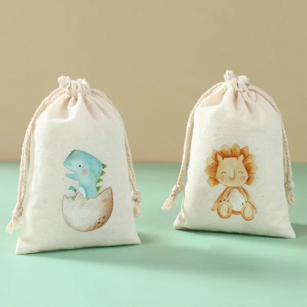 Dinosaur Candy Bags Dino Birthday Party Supplies Gift Bags Jewelry Hessian Sack Pouches Packing Bags Boys Birthday Party Decors 5