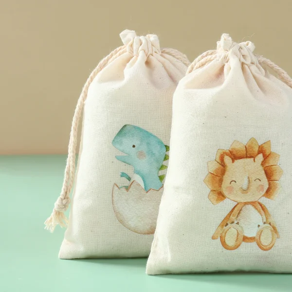 Dinosaur Candy Bags Dino Birthday Party Supplies Gift Bags Jewelry Hessian Sack Pouches Packing Bags Boys Birthday Party Decors 6