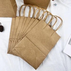 10pcs- Handbag Kraft Paper Packing Bag Takeaway Kraft Paper Bag 1