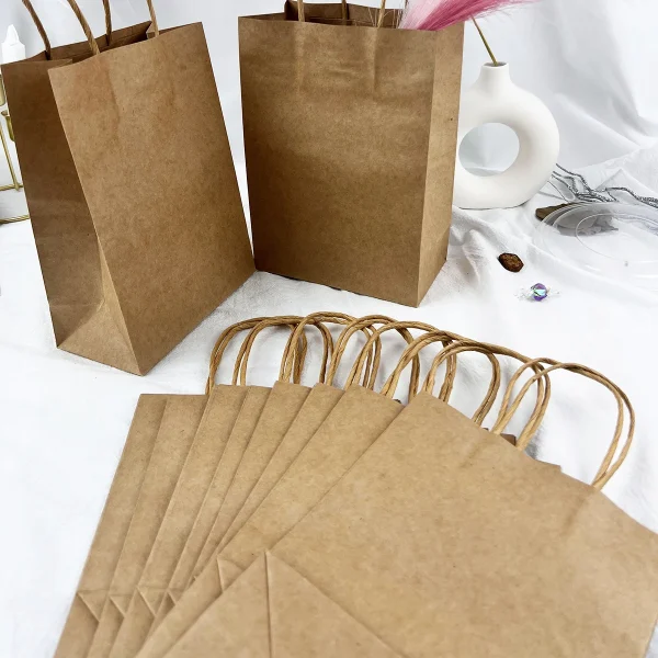 10pcs- Handbag Kraft Paper Packing Bag Takeaway Kraft Paper Bag 5