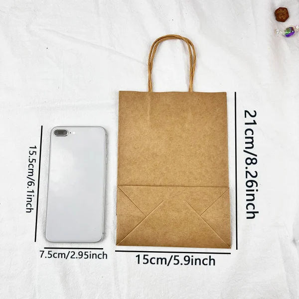 10pcs- Handbag Kraft Paper Packing Bag Takeaway Kraft Paper Bag 6